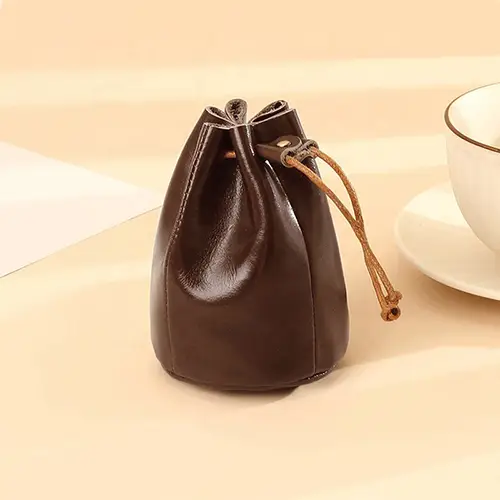  Stylish Leather Drawstring Pouch Bag